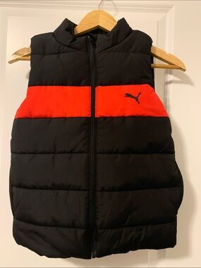 Puma Black & Red Boys Puffer Vest